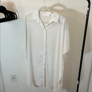 Missguided white button up dress